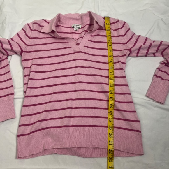 NWOT J.crew Women’s Cashmere Blend Polo Sweater Top Sz XXS Striped Pink H4 - Picture 7 of 9